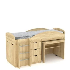 Loft bed Universal, oak craft golden